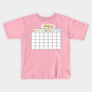 July 2024 Calendar Kids T-Shirt